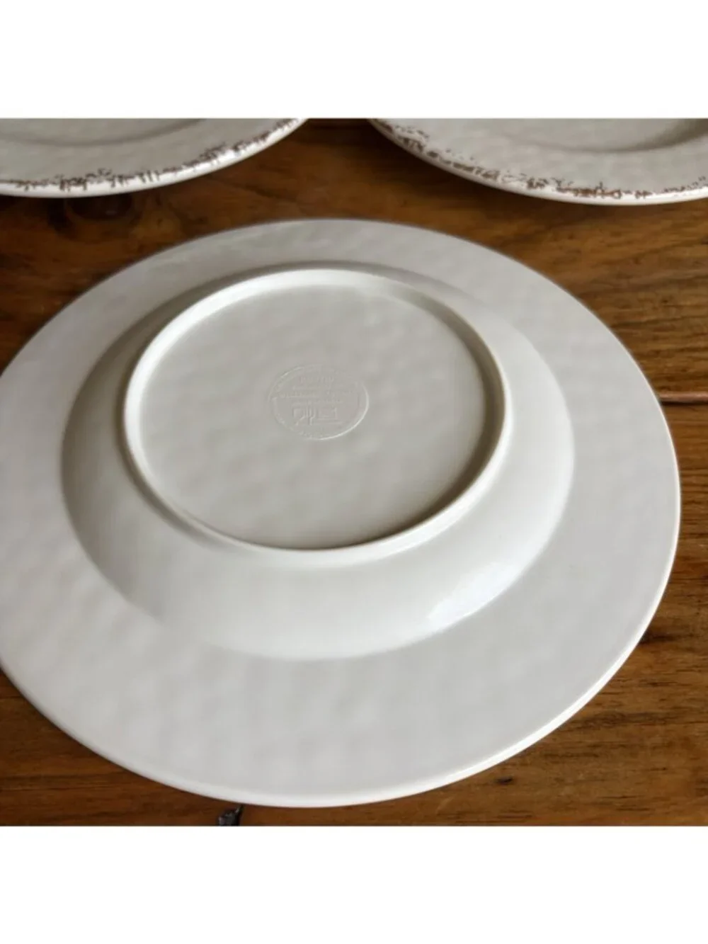 WILLIAMS SONOMA Set of 5 RUSTIC Melamine Salad Plates 8.5” Cream Crackle